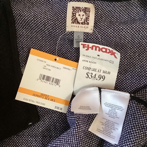 Anne Klein NWT Black/Gray/Purple Long Cardigan - Sweater Jacket - Picture 7 of 7